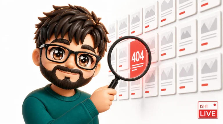 A dashboard listing blog posts with green reachable checks and a few red flags for entries that are not live.