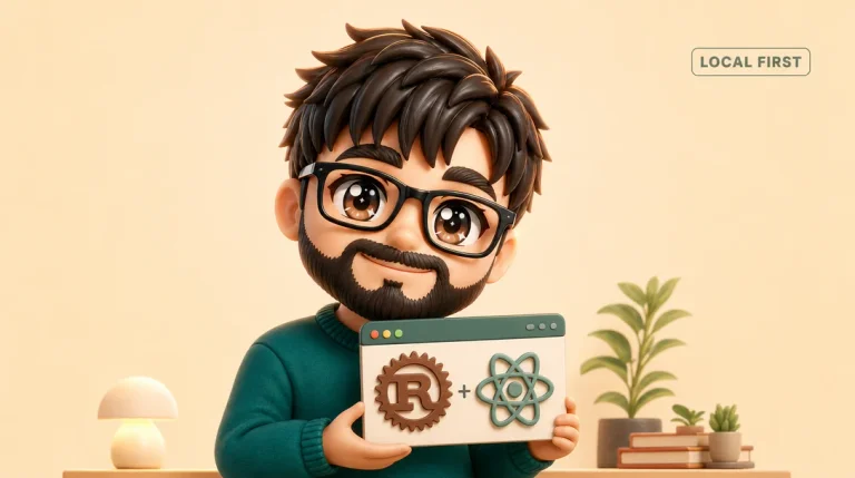 A desktop application window built with a Rust core and a React frontend running natively on macOS, Windows, and Linux.