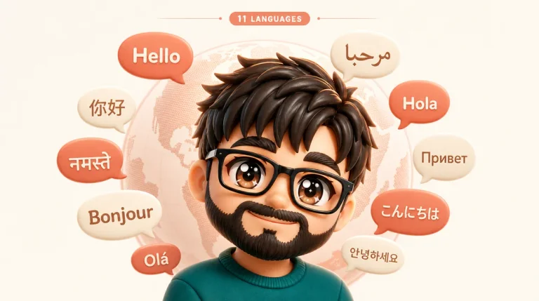 A grid of identical blog post cards rendered in eleven different languages, each row aligned to show full parity across translations.
