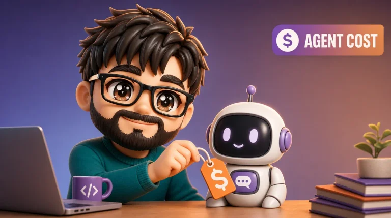 A founder looking at a simple diagram of an AI agent connected to a few business tools, with a one time build cost and a monthly run cost shown side by side.